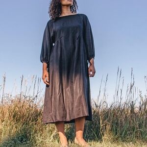Hackwith Oversized Dress Black Midi 3/4 Sleeve Dress Tie Arms